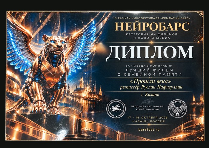 Диплом: Прошли века, режиссёр Руслан Нафисуллин, Лучший фильм о семейной памяти
